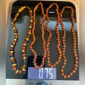 Baltic Amber Necklace Set 
Amber  (2 13.5” & 1 14.5”) & 1 Multicolor 13.5”